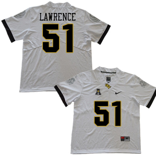 Men #51 Malachi Lawrence UCF Knights College Football Jerseys Stitched Sale-White - Click Image to Close